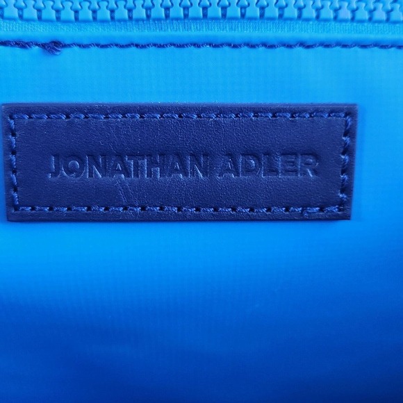 Jonathan Adler White Navy Feather Medallion 2 Sided Beach Talulla Large Tote NWT - Picture 14 of 16